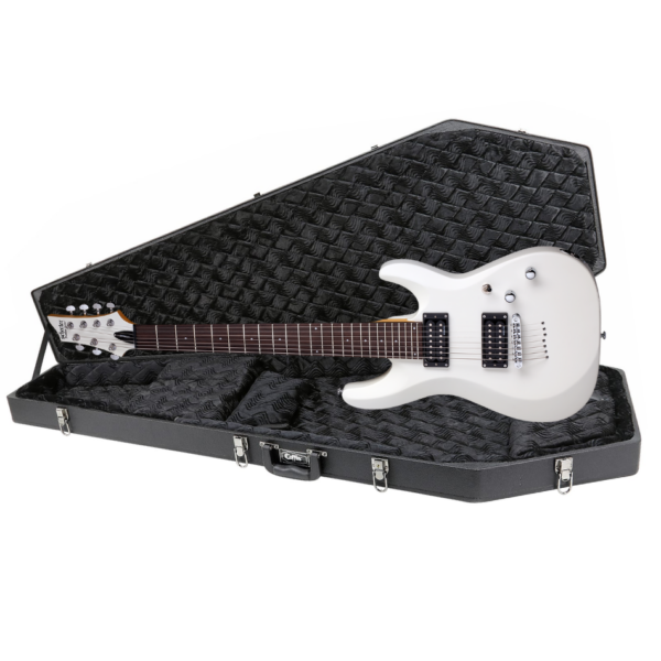 Schecter C-7 Deluxe 7-String, Satin White + Coffin Case Bundle