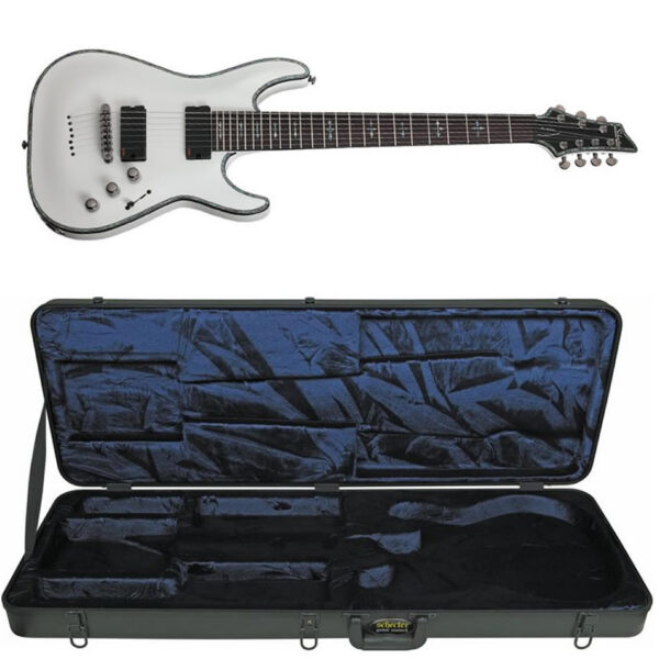 Schecter Hellraiser C-7 7-String Electric Guitar, White Gloss + Case