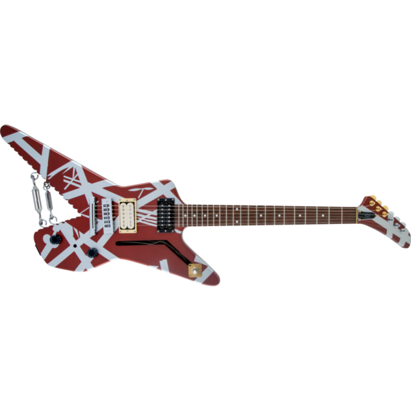 EVH Striped Series Shark Electric Guitar - Burgundy/Silver, Pau Ferro FB