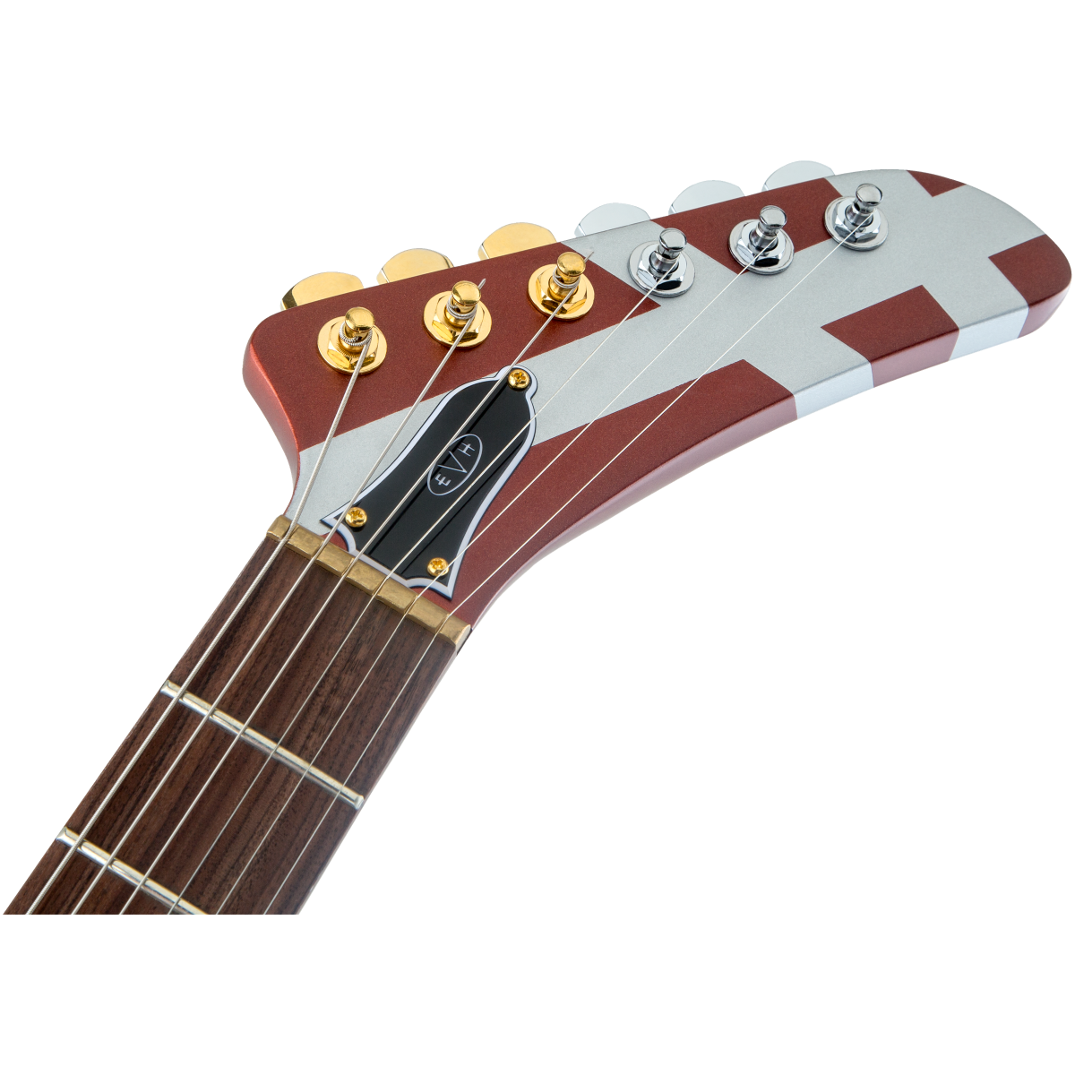EVH Striped Series Shark Electric Guitar - Burgundy/Silver, Pau Ferro FB - Image 3