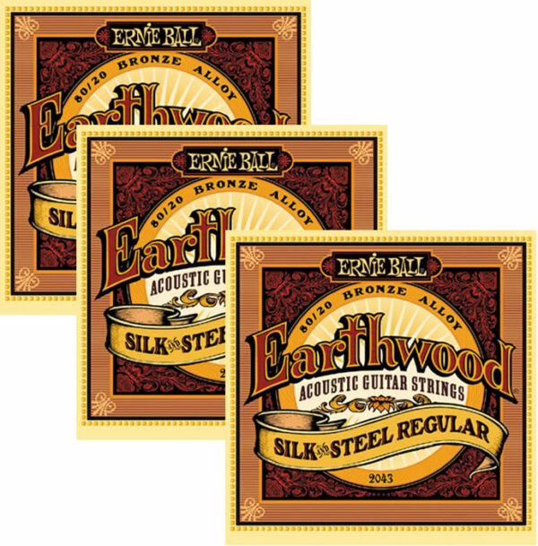 Ernie Ball Earthwood Silk & Steel Regular Acoustic Strings (2043) - 3 Pack