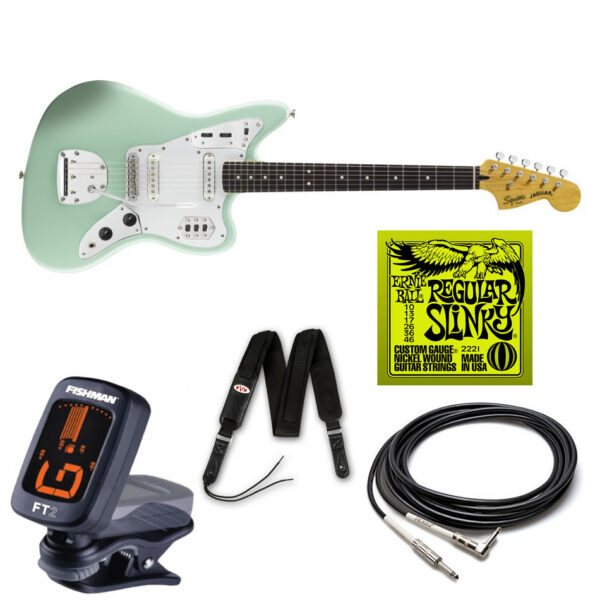 Squier Vintage Modified Jaguar - Surf Green Bundle